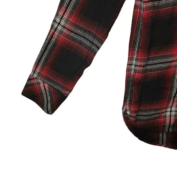 Madewell Shirt Women's Size XXS Black Red Cotton Button Down Long Sleeve Plaid - Picture 6 of 7